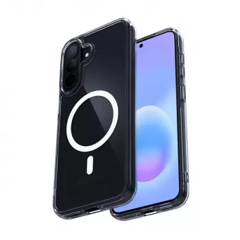 Magnetické průhledné pouzdro Crong Hybrid Clear pro Samsung Galaxy A57, kompatibilní s MagSafe, průhledné