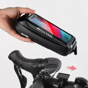 WILDMAN X3 cyklistická taška na řídítka s držákem na telefon, černá, pevná skořepina, voděodolná, do 6,7 palce