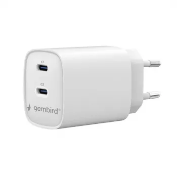 Gembird TA-UC-2C-PD45-01-W 45W USB-C dvouportová síťová nabíječka bílá