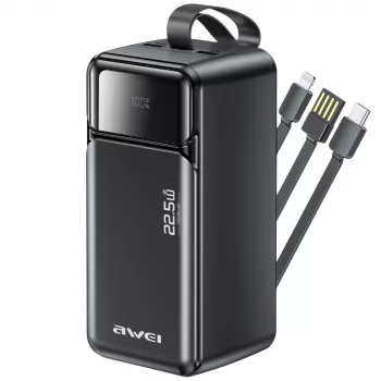 AWEI PA-107 power banka 50000mAh 22.5W PD 3xUSB černá