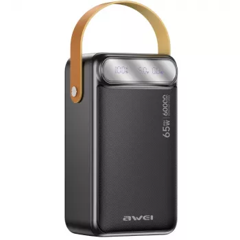 AWEI PA-82 power banka 60000mAh 65W PD 2xUSB-A/USB-C černá