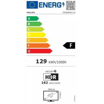Philips 75PQS9001/12 75-inch QLED 4K Ultra HD Google TV with 3-sided Ambilight, MiniLED, 120Hz, Dolby Vision & Atmos, VRR, ALLM, FreeSync Premium, G-Sync Compatible, 4x HDMI 2.1, 2x USB, Wi-Fi, Bluetooth 5.0, DVB-T/T2/C/S/S2, Grey