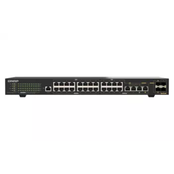 QNAP QSW-M2130P-2C2S26T 26portový 2.5GbE PoE++ managed Layer 2 rackový switch s 2x 10GbE SFP+ a 2x 10GbE combo porty, 370W PoE budget