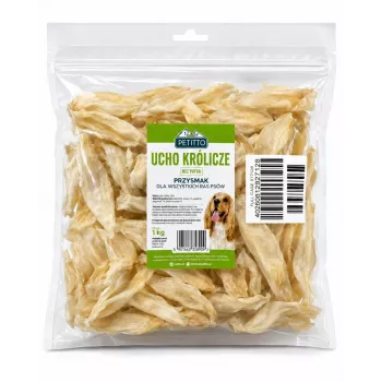 PETITTO králičí ucho na žvýkání pro psy - bez chlupů, 1 kg