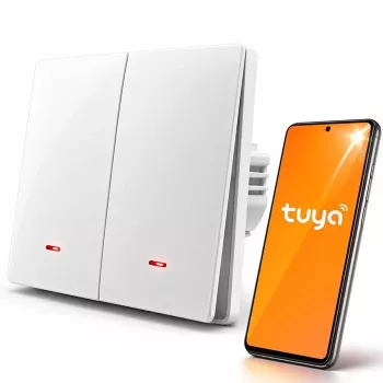 QOLTEC chytrý světelný vypínač WiFi 2-gang časovač Tuya bílý