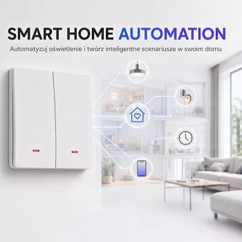 QOLTEC chytrý světelný vypínač WiFi 2-gang časovač Tuya bílý