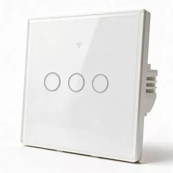 Qoltec chytrý dotykový světelný vypínač 3-gang Wi-Fi časovač Tuya bílý