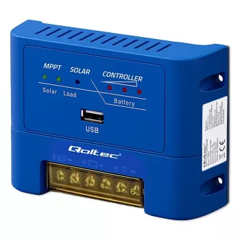 Solární regulátor nabíjení QOLTEC MPPT 15A 12V/24V pro LiFePO4, gelové, AGM, zaplavené a utěsněné olověné akumulátory s LCD a RS485
