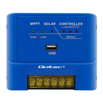 Solární regulátor nabíjení QOLTEC MPPT 15A 12V/24V pro LiFePO4, gelové, AGM, zaplavené a utěsněné olověné akumulátory s LCD a RS485