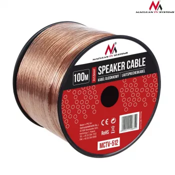 MACLEAN MCTV-512 Speaker Cable 100m 2x1.5mm² Transparent OFC Bulk Reel