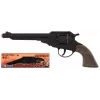 PULIO kovový kovbojský revolver 8ranná startovací pistole - černá/stříbrná s hnědými rukojeťmi