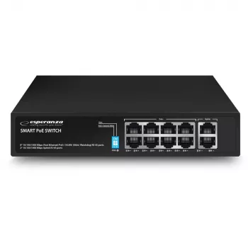 Esperanza 10portový PoE+ switch 10/100/1000 120W MATRIX ENS108