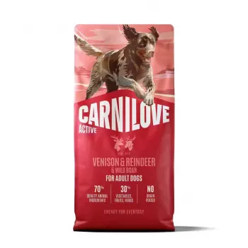 CARNILOVE ACTIVE suché krmivo pro psy s jelenem, sobem a divočákem pro aktivní dospělé psy všech plemen 12 kg