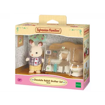 Sylvanian Families Chocolate Rabbit Brother Bathroom Set