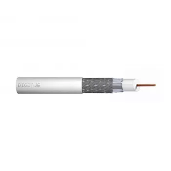 DIGITUS koaxiální kabel RG-6, 1,05 mm měď, 75 Ohm, dvojité stínění (2x fólie + 77% opletení), Eca, PVC plášť, 305 m, bílý