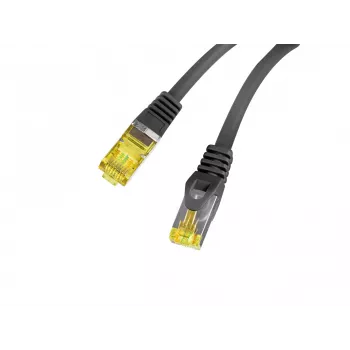 LANBERG Cat.6A S/FTP LSZH patch kabel 20m černý – 10GbE, Fluke Passed, 26AWG čistá měď