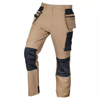 Pracovní kalhoty NEO TOOLS Mix&Match, 4směrný streč, Cordura zesílení, béžovo-černé, velikost XS