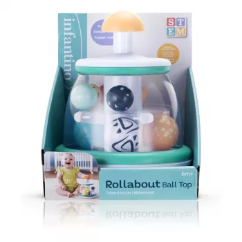 B-KIDS Rollabout Ball Top Infantino – Mint Stacking & Spinning Toy with Rattling Beads for Babies 6m+