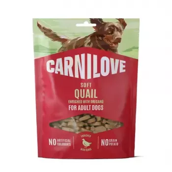 CARNILOVE Dog SOFT Snack křepelka s oreganem 200 g – bezobilné měkké pamlsky pro dospělé psy