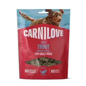 CARNILOVE měkký psí pamlsek s pstruhem a koprem 200 g – bezobilné tréninkové pamlsky pro všechna plemena