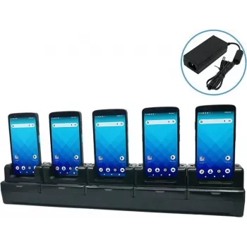 Unitech 5-slot terminálová nabíjecí stanice s napájecím adaptérem. Kompatibilní s EA660 - nabíjecí/dokovací stanice