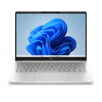 Notebook HP OmniBook 3 14-hu0009nyx Core 5 120U, 16 GB DDR5, 1 TB, 14 inch 2K (1920x1200) OLED BrightView Low Blue Light 300 nitů, Glacier Silver FF, 1080p TNR, bez 45W AC adaptéru, Win 11 Home, 1 rok
