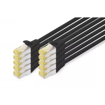 DIGITUS Patch kabel - CAT6a - S/FTP - Snagless - Cu - 0,5 m - černý - 10 ks