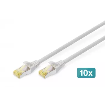 DIGITUS CAT6A S/FTP patch kabel, 3 m, šedý, 10 ks