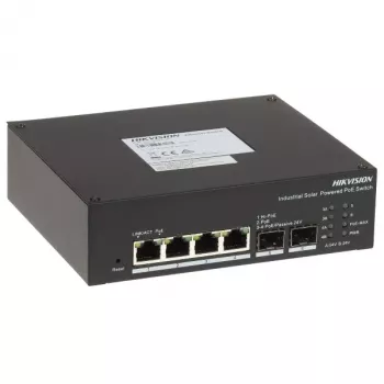 Hikvision DS-3T1506HP-EI-UPS LinkVu Smart Managed průmyslový solární PoE switch, 6 portů, 4x PoE++ 90W, 110W Budget, vestavěný UPS