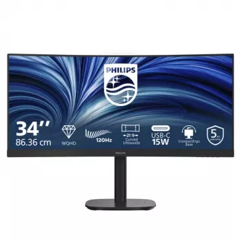 Philips 34B2N3500C 34 inch zakřivený VA monitor, 3440x1440 WQHD, 120Hz, HDR10, 2x HDMI, DisplayPort, USB hub, reproduktory, černý
