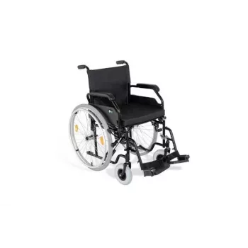REHA FUND ocelový invalidní vozík RF-1/45/PN/CZA-624/PU - mechanický invalidní vozík, šířka sedáku 45 cm, nosnost 120 kg, černý