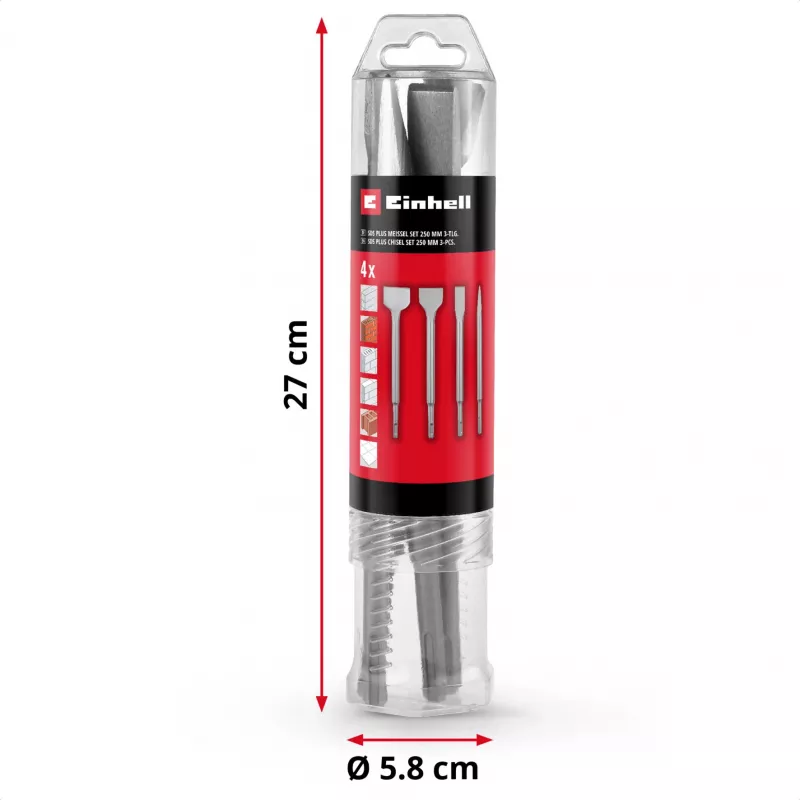 Sada dlát SDS-plus EINHELL-KWB 250 mm, 4 díly