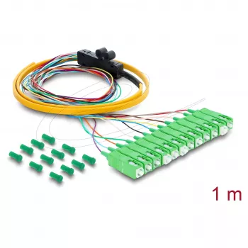 Delock optický pigtail fanout kabel 12 x SC-APC simplex konektor na 12 x volné konce 1 m