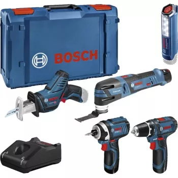 Bosch Power Tools 12V 5dílná sada nářadí GOP + GSR + GDR + GSA + GLI (modrá, 3x Li-Ion 2,0 Ah baterie)