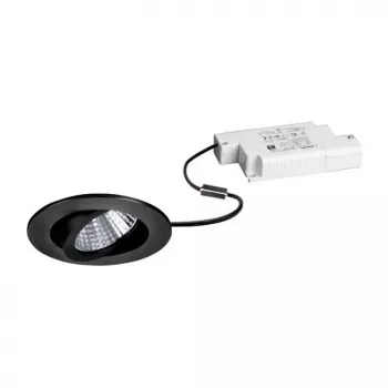 Brumberg 39353083 DAMITA LED Recessed Spotlight Set, Round, Black, 6W, 230V, 3000K (830), IP65, Phase Dimmable, Swivelling