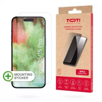 Ochranné sklo TOTI tvrzené sklo 2D Screen Protector Full Cover pro iPhone 15/15 Pro průhledné