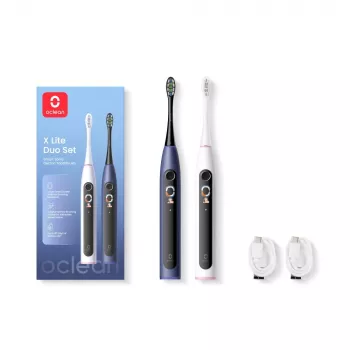 Elektrický zubní kartáček Oclean X Lite Duo Set tmavě modrý a šedý
