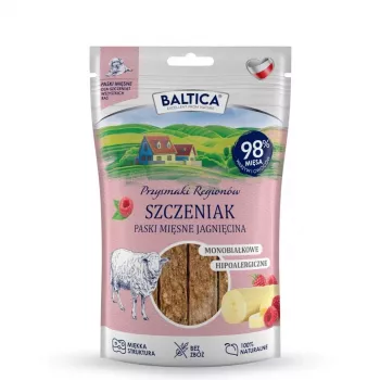 BALTICA Przysmaki Regionów Meat Strips jehněčí – psí pamlsek – 90 g