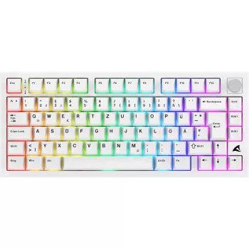 Sharkoon SGK55W SKILLER bezdrátová herní klávesnice, 75% Layout, PBT Keycaps, bílá