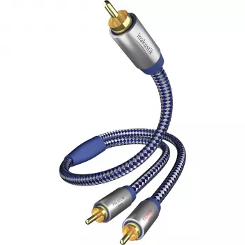 Prémiový Y subwooferový kabel in-akustik - 2x RCA samec na 1x RCA samec, 3,0 m, černý