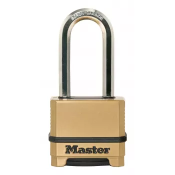 Visací zámek Master Lock 175EURDLH s nastavitelnou 4místnou kombinací, masivní zinkové tělo, dlouhý třmen z kalené oceli, šířka těla 50mm, průměr třmenu 8mm, svislá světlost 63mm, vodorovná světlost 24mm, pro vnitřní i venkovní použití