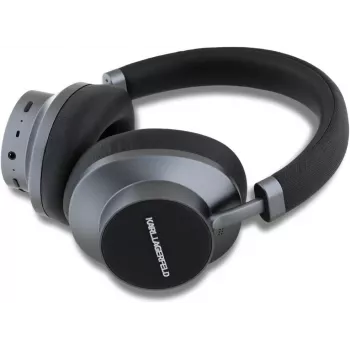 Karl Lagerfeld Saffiano Metal Logo bezdrátová Bluetooth on-ear sluchátka černá