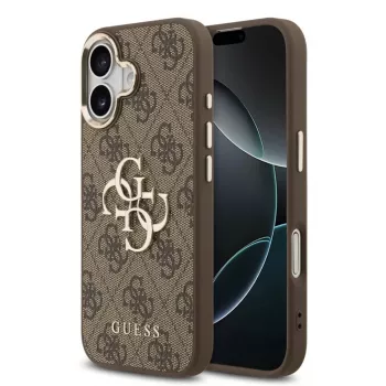 GUESS pevné pouzdro 4G Metal Logo hnědé pro Apple iPhone 17