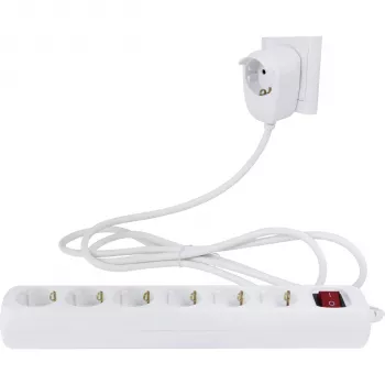 REV Powersplit 6+1 zásuvková lišta s vypínačem, 2m kabel, bílá