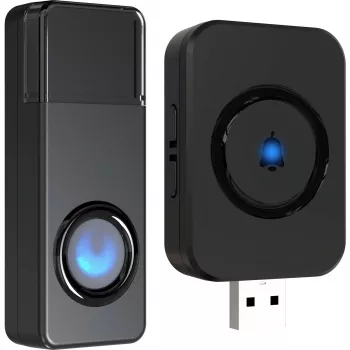 REV Ritter REV Orchestra bezdrátový přijímač zvonku pro USB zásuvku, dosah 100 m, černý
