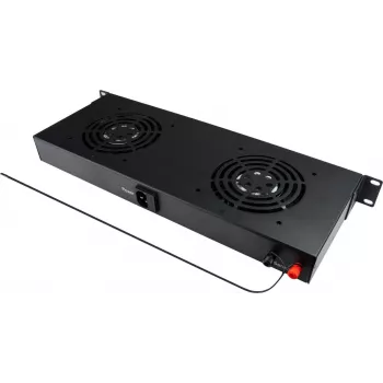 GoodConnections 19 inch digitální ventilátorová jednotka se dvěma ventilátory, termostatem a alarmem (GC-N0163)