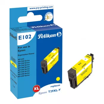 Pelikan E102 kompatibilní inkoustová kazeta žlutá s vysokou výtěžností (XL) pro Epson XP-450 XP-440 XP-430 XP-350 XP-340 XP-330 XP-250 XP-240 XP-235, 1 kus