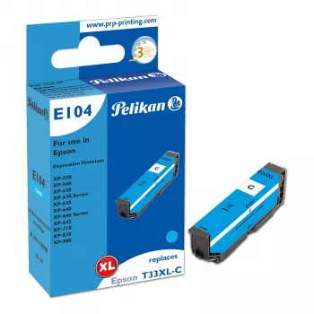 Pelikan E104 kompatibilní inkoustová kazeta cyan s vysokou výtěžností (XL) pro Epson XP-530 XP-540 XP-630 XP-635 XP-640 XP-645 XP-710 XP-830 XP-900
