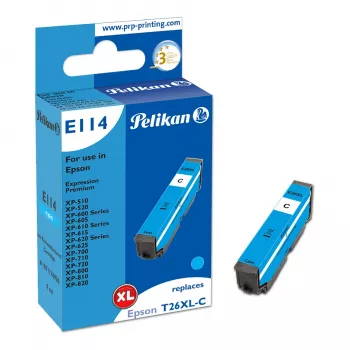 Kompatibilní inkoustová kazeta Pelikan E114 azurová High Yield (XL) pro Epson Expression Premium XP-510, XP-520, XP-600 Series, XP-700 Series, XP-800 Series
