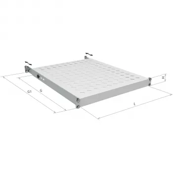 EFB Electronics 19 inch 1U pevná police, instalační hloubka 750-850 mm, nosnost 120 kg, hloubka skříně 1000 mm, RAL 7035 světle šedá
